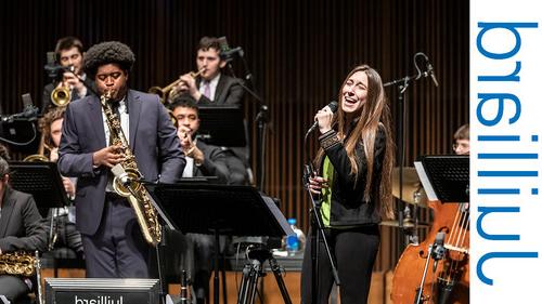 woman singing with a jazz ensamble